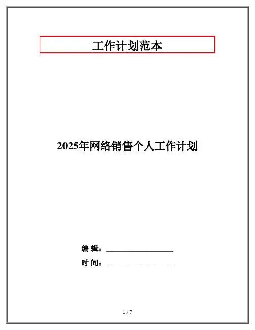 2025年网络销售个人工作计划