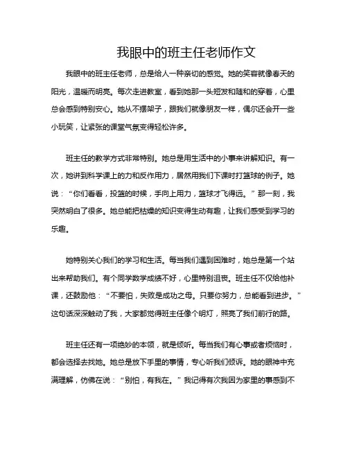 我眼中的班主任老师作文