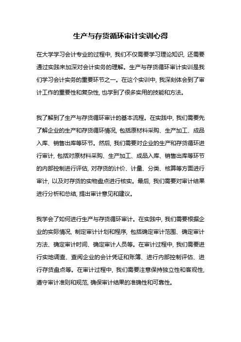 生产与存货循环审计实训心得