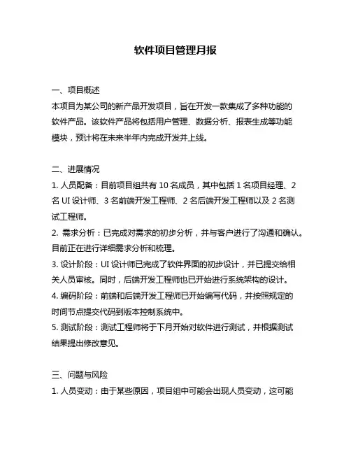 软件项目管理月报