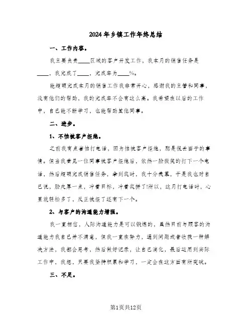 2024年乡镇工作年终总结(6篇)