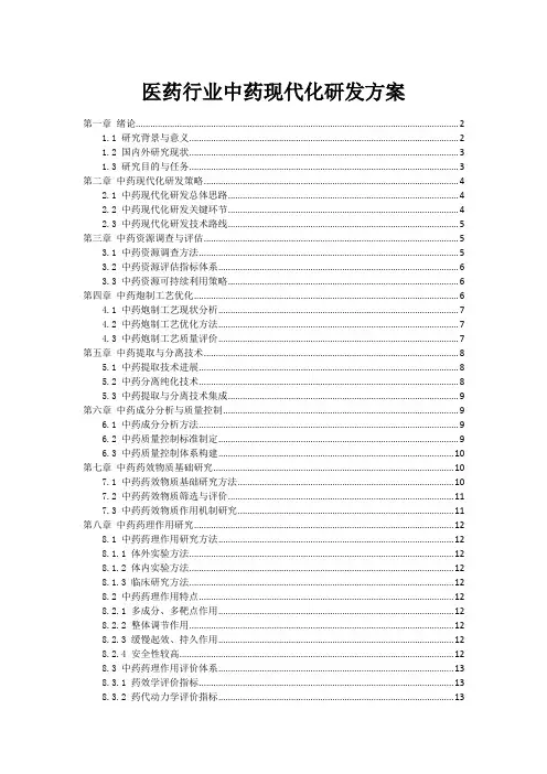 医药行业中药现代化研发方案