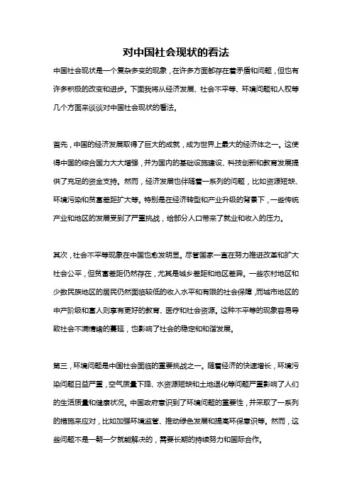 对中国社会现状的看法