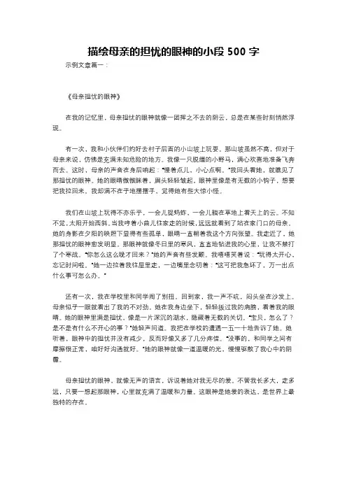 描绘母亲的担忧的眼神的小段500字