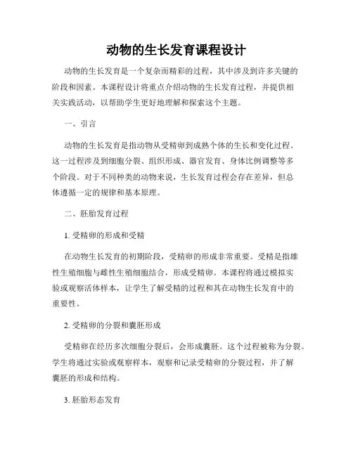 动物的生长发育课程设计