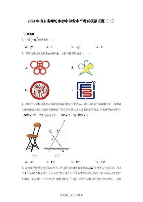 2024年山东省潍坊市初中学业水平考试模拟试题(二)