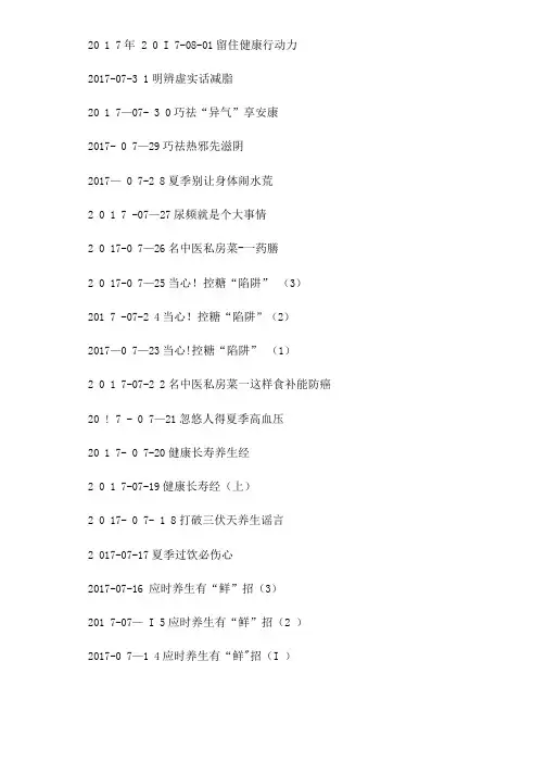养生堂节目列表