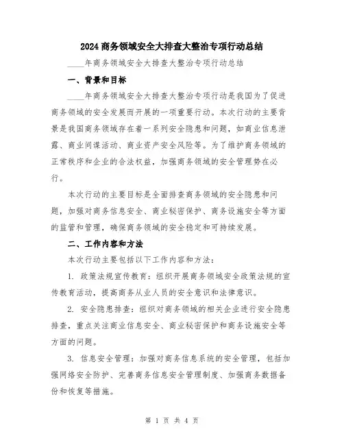 2024商务领域安全大排查大整治专项行动总结
