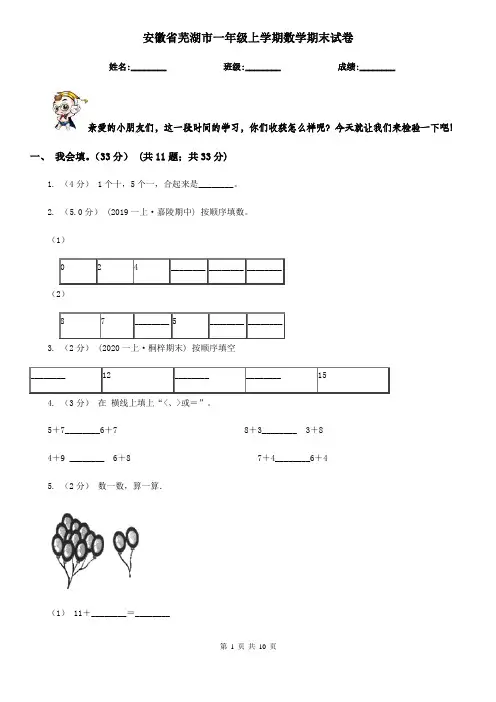 安徽省芜湖市一年级上学期数学期末试卷