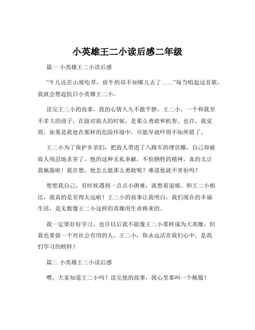小英雄王二小读后感二年级