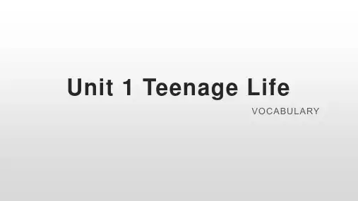 人教版(2019)必修第一册Unit 1 Teenage Life vocabulary 课件