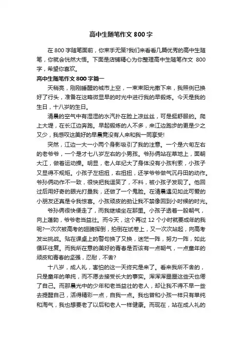高中生随笔作文800字