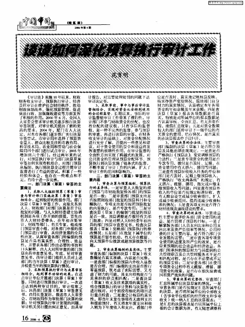 谈谈如何深化预算执行审计工作