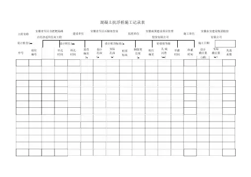 完整word版混凝土灌注桩施工记录表
