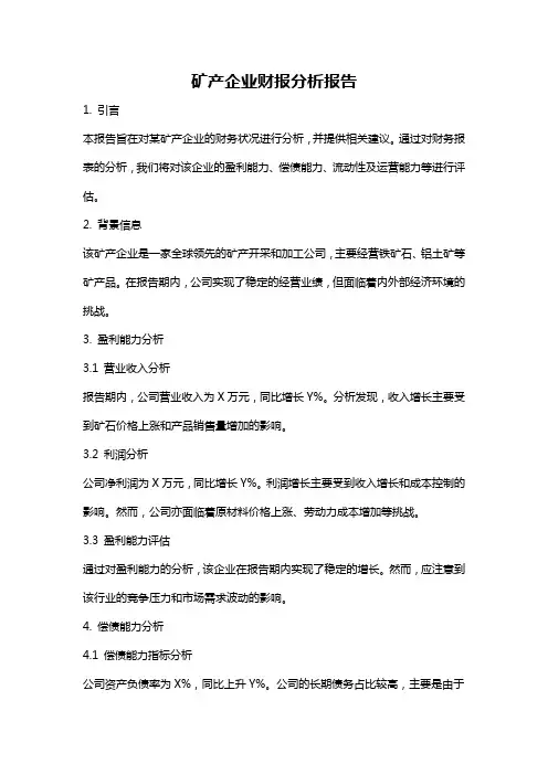 矿产企业财报分析报告