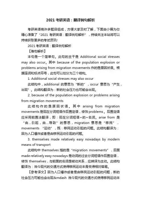 2021考研英语：翻译例句解析