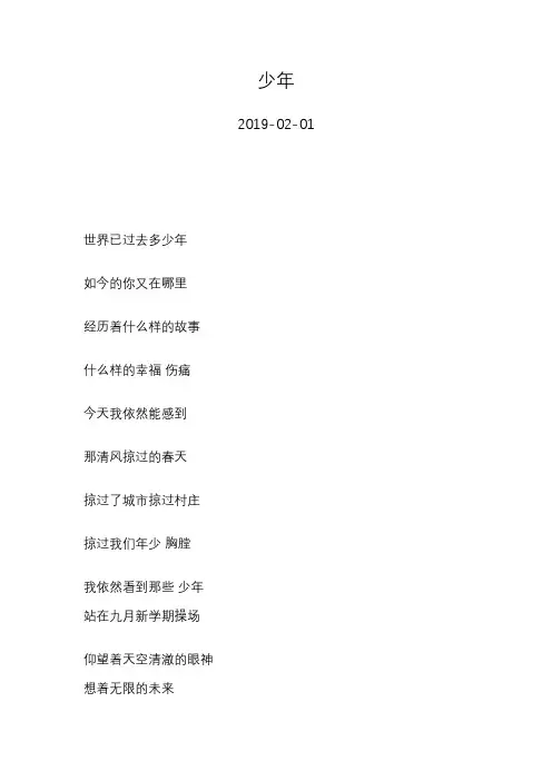 许巍—少年—歌词