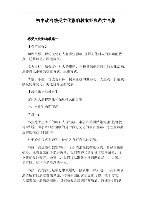 初中政治感受文化影响教案经典范文合集