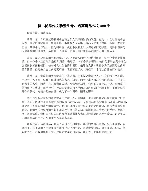 初二优秀作文珍爱生命,远离毒品作文800字