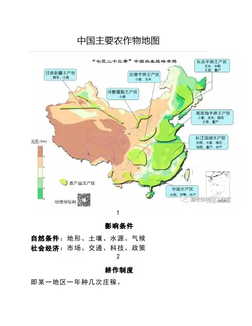 高考地理中国主要农作物地图