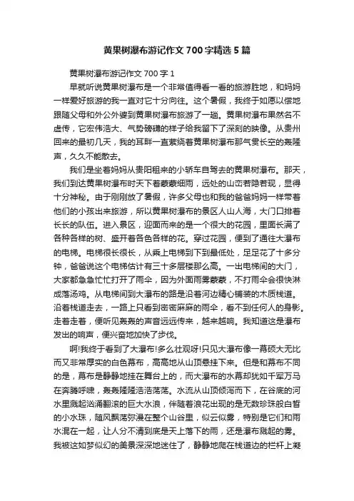 黄果树瀑布游记作文700字精选5篇