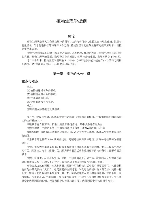 植物生理学提纲