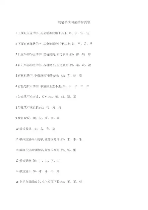 硬笔书法结构要领
