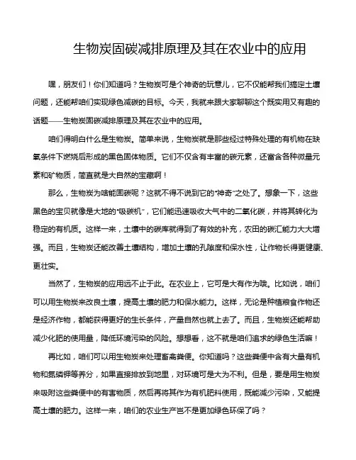 生物炭固碳减排原理及其在农业中的应用
