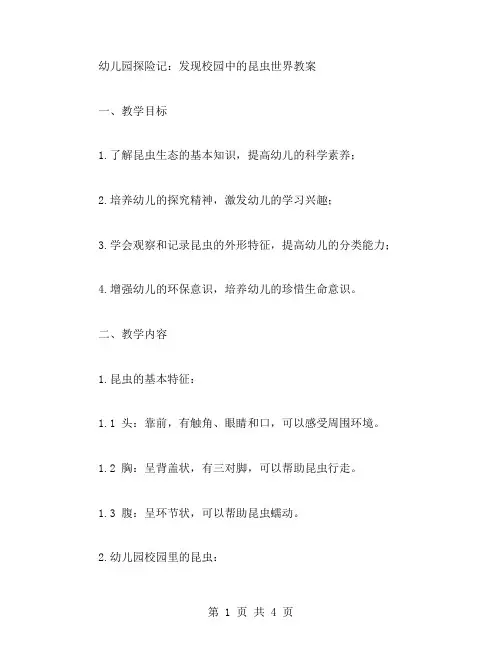 幼儿园探险记：发现校园中的昆虫世界教案