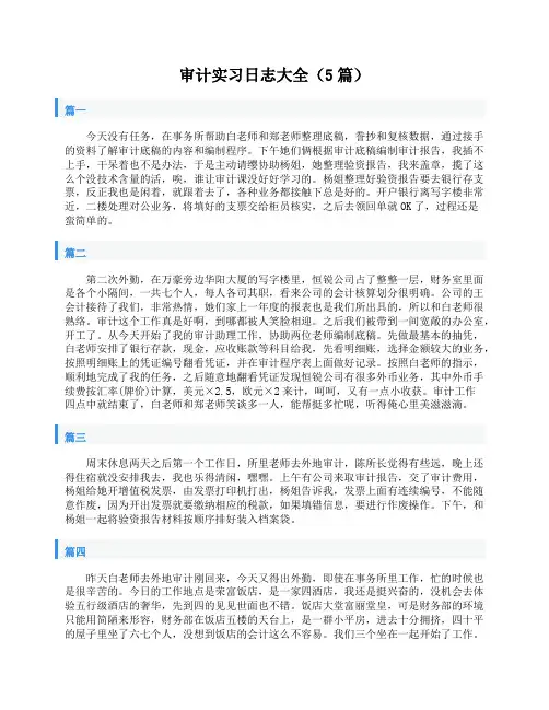 审计实习日志大全(5篇)