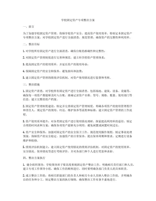 学校固定资产专项整治方案