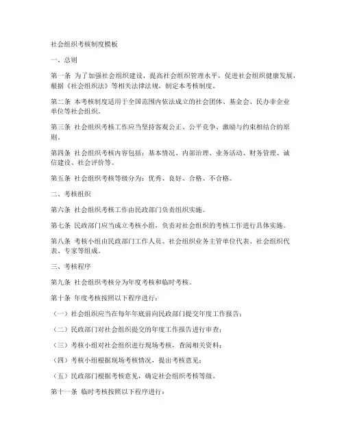 社会组织考核制度模板