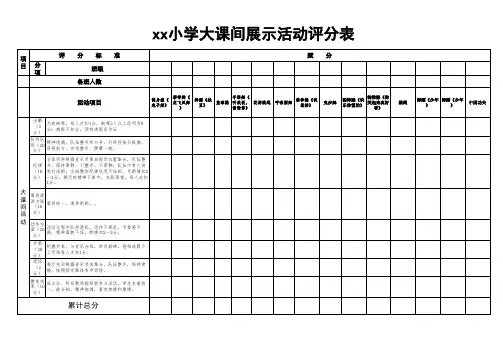 节目展演体育比赛活动评分表