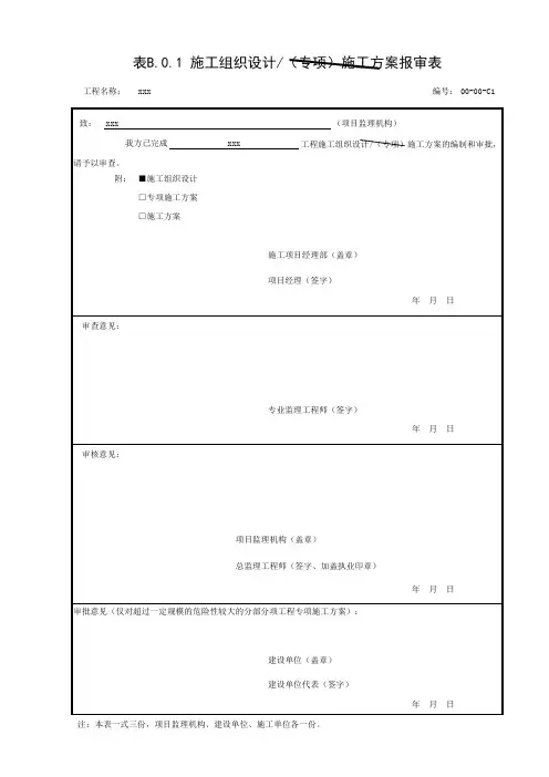 施工组织设计报审表范本