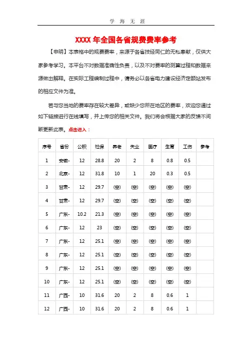全国各省规费费率参考(2020年整理).pptx