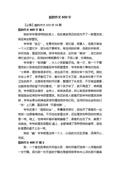 【必备】酷的作文600字38篇