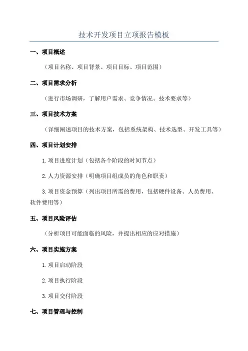 技术开发项目立项报告模板