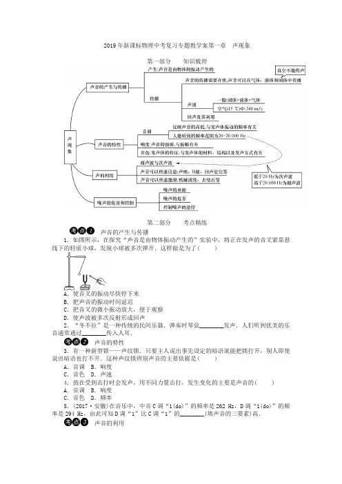 2019年新课标物理中考复习专题教学案第一章  声现象(含答案)