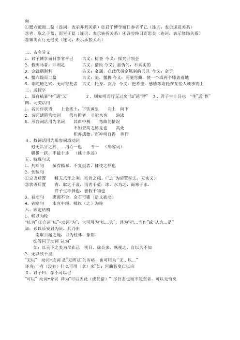 劝学知识点归纳