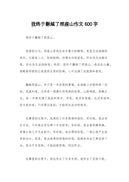 我终于翻越了那座山作文600字