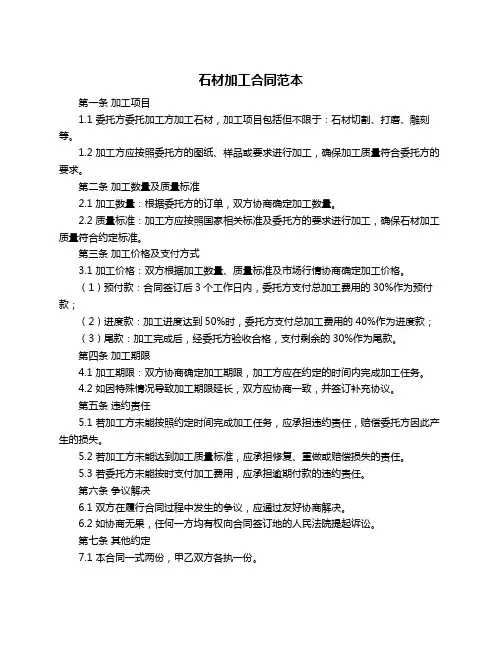 石材加工合同范本