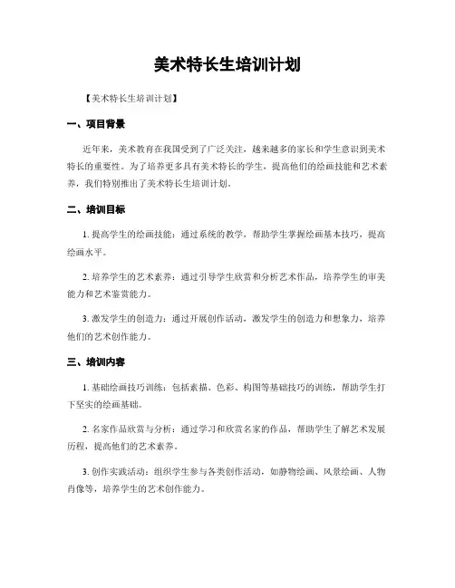 美术特长生培训计划 4