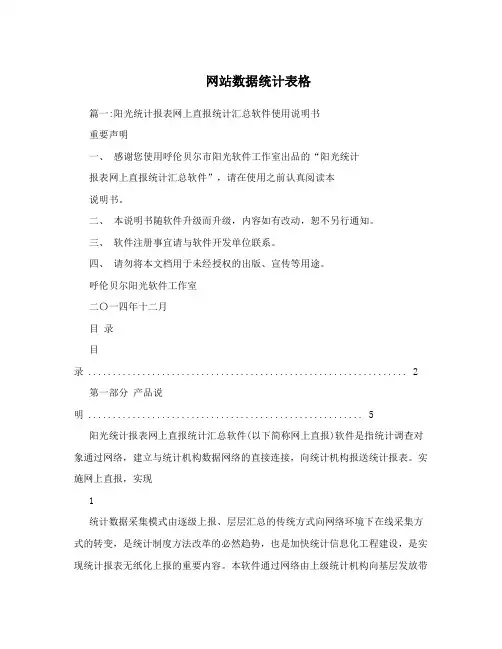 网站数据统计表格