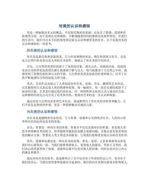 对美的认识和感悟作文800字