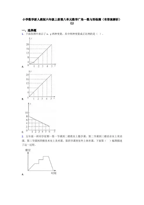 小学数学新人教版六年级上册第八单元数学广角—数与形检测(有答案解析)(1)