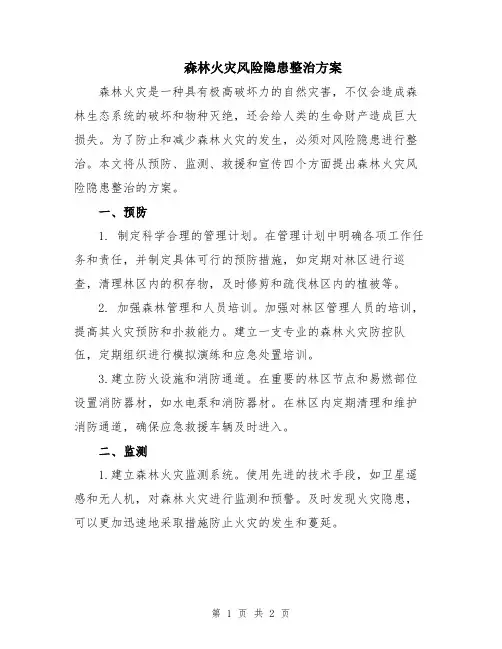 森林火灾风险隐患整治方案