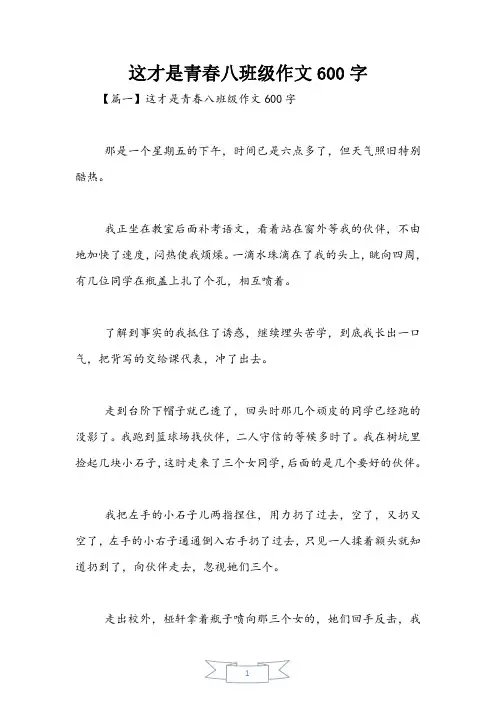 这才是青春八年级作文600字