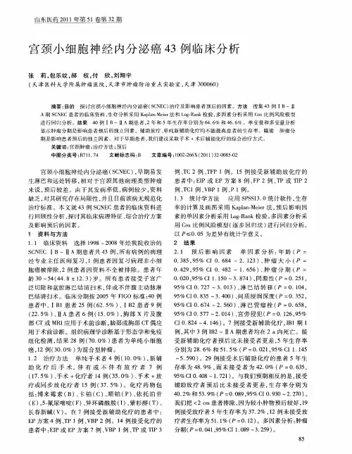 宫颈小细胞神经内分泌癌43例临床分析