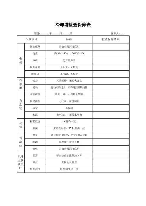 工程部冷却塔检查保养表(标准版)