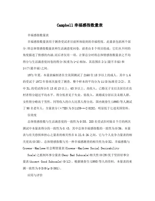 Campbell幸福感指数量表